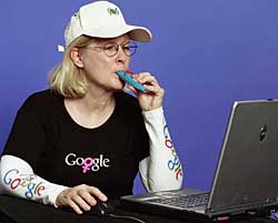 Barbara Stewart (in Google.com shirt) announces National Kazoo Day 2009